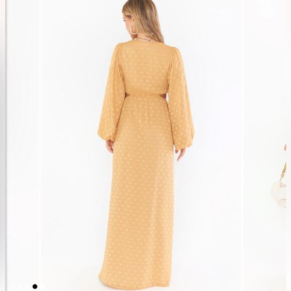SHOW ME YOUR MUMU Go Out Cut Out Maxi Dress Gold Dot Long Sleeves Boho Medium - Picture 2 of 14